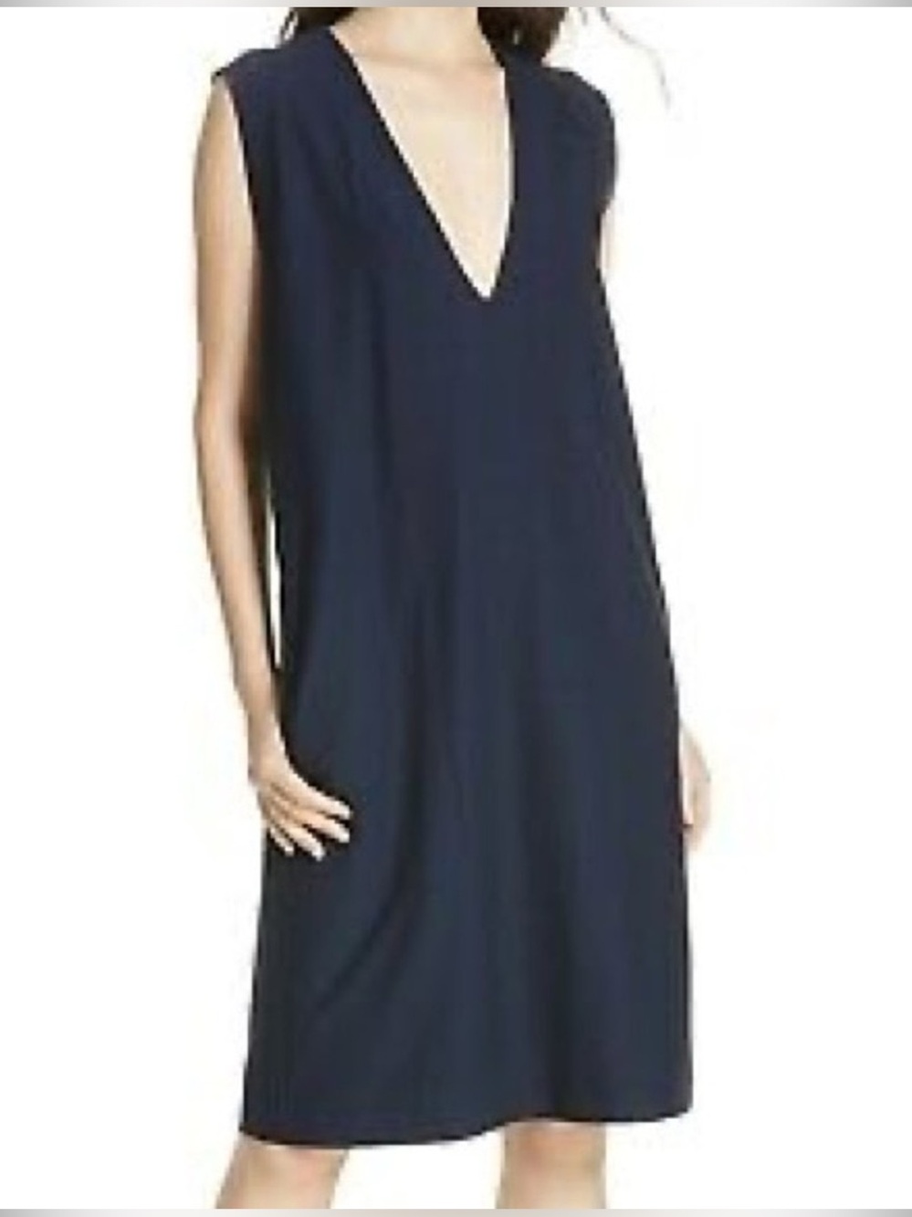 EILEEN FISHER MIDNIGHT DEEP V-NECK
WASHABLE STRETCH CREPE
POCKETS DRESS / M